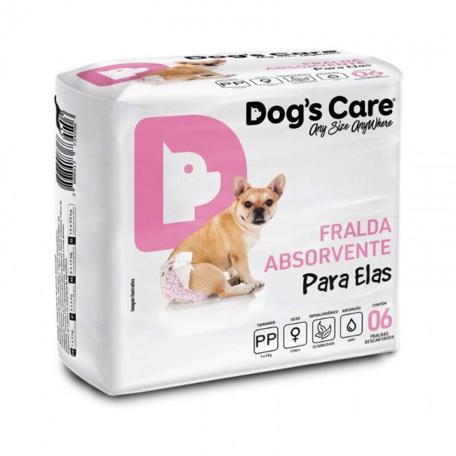 FRALDA FEMEA DOGS CARE PP C/6UN