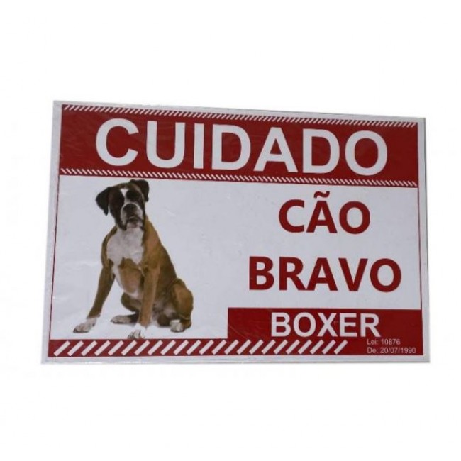 PLACA CUIDADO CAO BRAVO BOXER